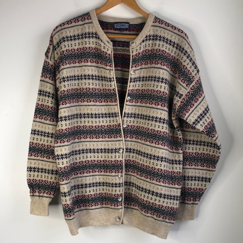 Vintage Land’s End Lambswool Cardigan Sweater